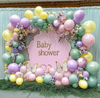 Pastel Green Pink Balloon Garland Double Stuffed Purple Pink Balloon Arch Kit Pearl Yellow Balloon Different Sizes for Birthday Wedding