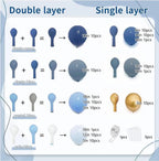 Luxury Dusty Blue & Gold Balloon Arch Garland Kit – Double Stuffed Pastel Blue Party Decor