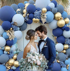 Luxury Dusty Blue & Gold Balloon Arch Garland Kit – Double Stuffed Pastel Blue Party Decor