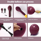 Dusty Purple Gold Balloon Arch Kit Double Stuffed Plum, Dark Lavender, Pearl White Sand Balloon Garland with Clear Bobo for Birthday, Bridal