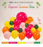 Tropical Hot Pink and orange flamingo Balloons garland arch kit 130pcs with pineapple for Summer Beach luau aloha theme party decorations