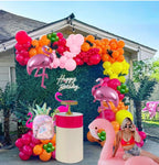 Tropical Hot Pink and orange flamingo Balloons garland arch kit 130pcs with pineapple for Summer Beach luau aloha theme party decorations