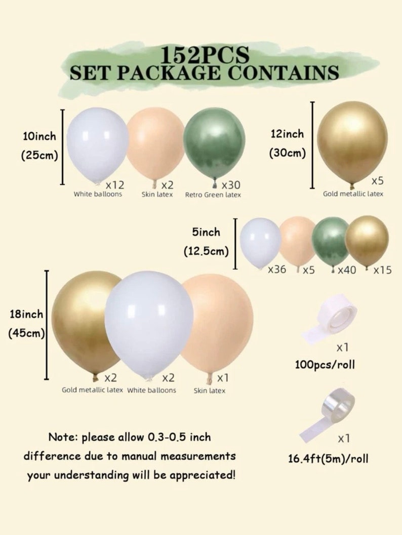 152PCS Sage Green Balloon Garland Arch Kit Green and Gold Balloon Garland Kit Retro Green and White Latex Balloons Set for Wedding Birthday