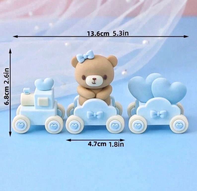 3 Pcs Bear Cake Toppers for Birthday Baby Shower Party Decorations Supplies Teddy Bear Cake Toppers