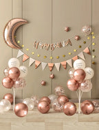 Rose Gold Moon Birthday Decorations Kit, Happy Birthday Banner With Confetti Balloons, Baby Birthday Party Decor, Baby Shower Balloon Set