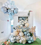 Dusty Blue White Balloon Garland Double Stuffed Pastel Light Blue Balloon White Sand Beige Cream Balloon Arch Kit Metallic Gold Balloons
