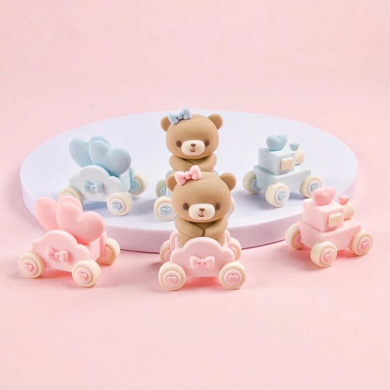 3 Pcs Bear Cake Toppers for Birthday Baby Shower Party Decorations Supplies Teddy Bear Cake Toppers