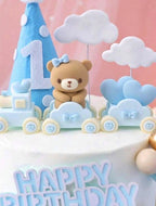 3 Pcs Bear Cake Toppers for Birthday Baby Shower Party Decorations Supplies Teddy Bear Cake Toppers