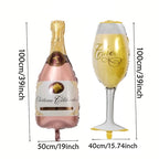 62pcs Champagne Bottle Wine Glass Balloon Garland Arch Kit,Decorations,Gold Silver Balloons for Birthday Wedding Baby Shower Bridal Shower