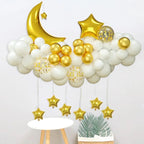 Twinkle Twinkle Little Star Gender Reveal Balloon Arch Kit - White and Gold Moon Star Foil Confetti Balloons for Baby Shower & Christmas