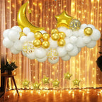 Twinkle Twinkle Little Star Gender Reveal Balloon Arch Kit - White and Gold Moon Star Foil Confetti Balloons for Baby Shower & Christmas