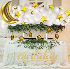 Twinkle Twinkle Little Star Gender Reveal Balloon Arch Kit - White and Gold Moon Star Foil Confetti Balloons for Baby Shower & Christmas