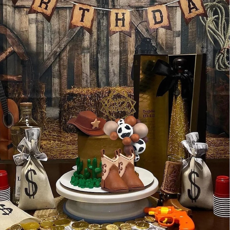 23pcs Cowboy Cake Decorations Cowboy Hat Boot Cake Toppers Western Cowboy Birthday Baby Shower for Western Theme Party Favors Supplies