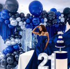 Navy Blue Silver Balloon Garland Kit, Royal Blue Balloon Arch for Birthday, Baby Shower, Graduation, Wedding Party Decor , 160Pcs