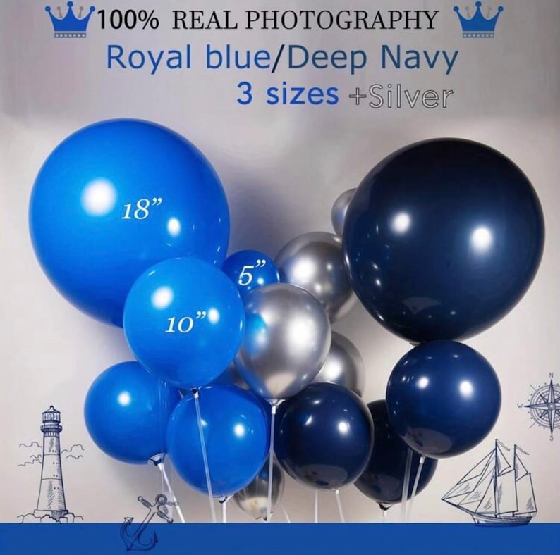 Navy Blue Silver Balloon Garland Kit, Royal Blue Balloon Arch for Birthday, Baby Shower, Graduation, Wedding Party Decor , 160Pcs