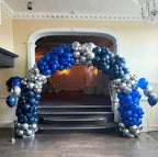 Navy Blue Silver Balloon Garland Kit, Royal Blue Balloon Arch for Birthday, Baby Shower, Graduation, Wedding Party Decor , 160Pcs
