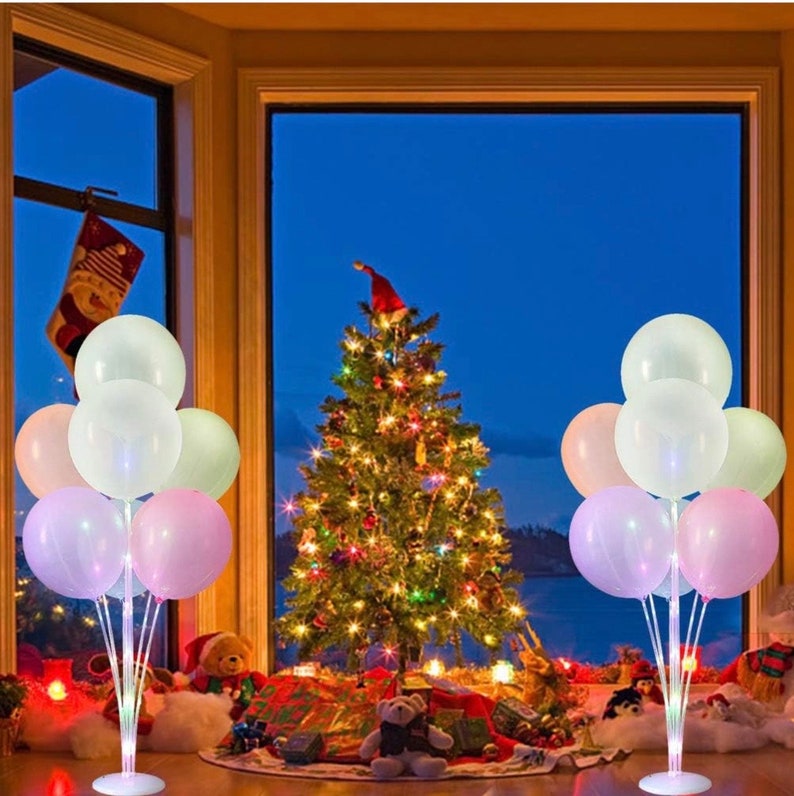 Light Up Balloon Stand Kit-2 Set Clear Balloon Stand for Table, Floor, Table Balloon Stand for Baby Shower Birthday Party Decor Wedding