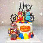 11 Pcs Robot Cake Toppers for Boys Robot Birthday Cake Topper Gear Happy Birthday Robot Cake Cupcake Decorations for Robot Birthday Party
