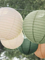 Sage Green and Gold Beige , Olive Green and Gold Party Supplies,Hanging Paper Lanterns Baby Shower , Birthday Party Decorations ,6 PCs