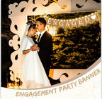 Engagement Party Decorations Engaged Banner Heart Burlap Rustic Bunting Garland LED Fairy Lights Battery Operated String Lights for Outdoor