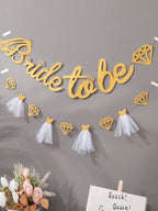 White Bride to Be Banner Sign Double Sided Glitter Paper 3D Wedding Dress Diamond Bride Garland for Bridal Shower Engagement Wedding Bachelo