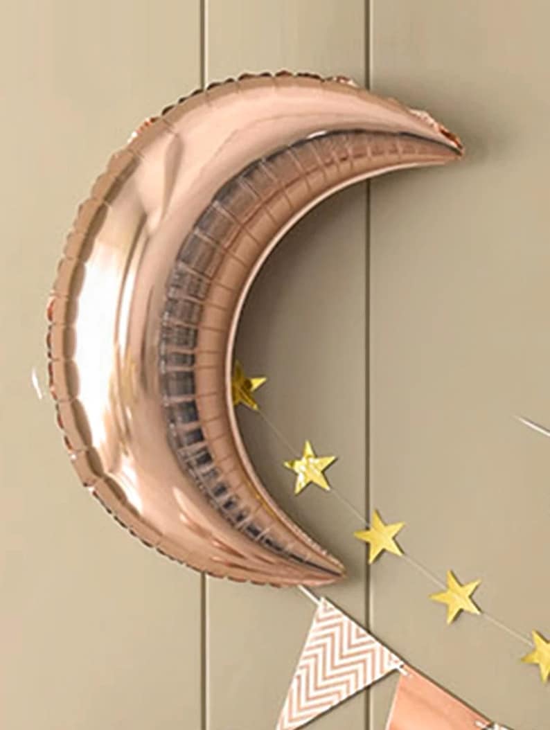Rose Gold Moon Birthday Decorations Kit, Happy Birthday Banner With Confetti Balloons, Baby Birthday Party Decor, Baby Shower Balloon Set