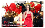 Red Black Gold Balloon Garland Arch Kit with Crown Star Foil Balloons for 2025 graduation Prom Casino Theme Graduation Movie Night Party