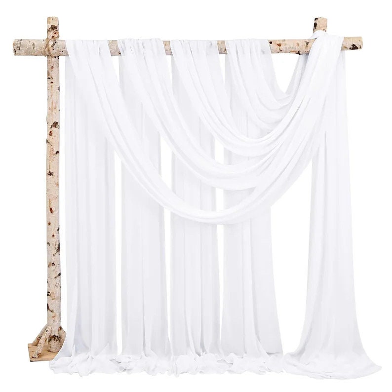 Wedding Arch Draping Fabric,4 Panels 28"x20ft White Wedding Arch Drapes for Ceremony Chiffon Fabric Drapes Arbor Drapery Wedding Arch