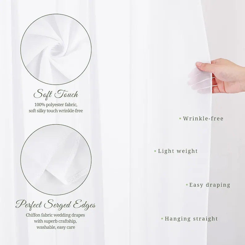 Wedding Arch Draping Fabric,4 Panels 28"x20ft White Wedding Arch Drapes for Ceremony Chiffon Fabric Drapes Arbor Drapery Wedding Arch