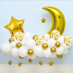 Twinkle Twinkle Little Star Gender Reveal Balloon Arch Kit - White and Gold Moon Star Foil Confetti Balloons for Baby Shower & Christmas