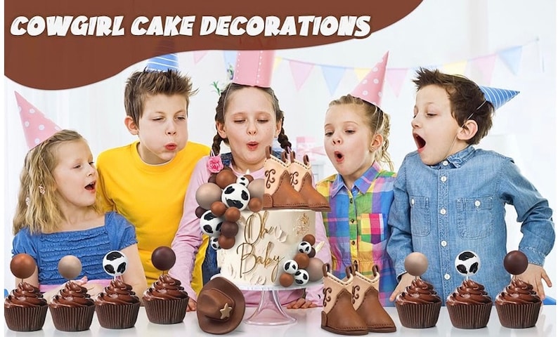 23pcs Cowboy Cake Decorations Cowboy Hat Boot Cake Toppers Western Cowboy Birthday Baby Shower for Western Theme Party Favors Supplies