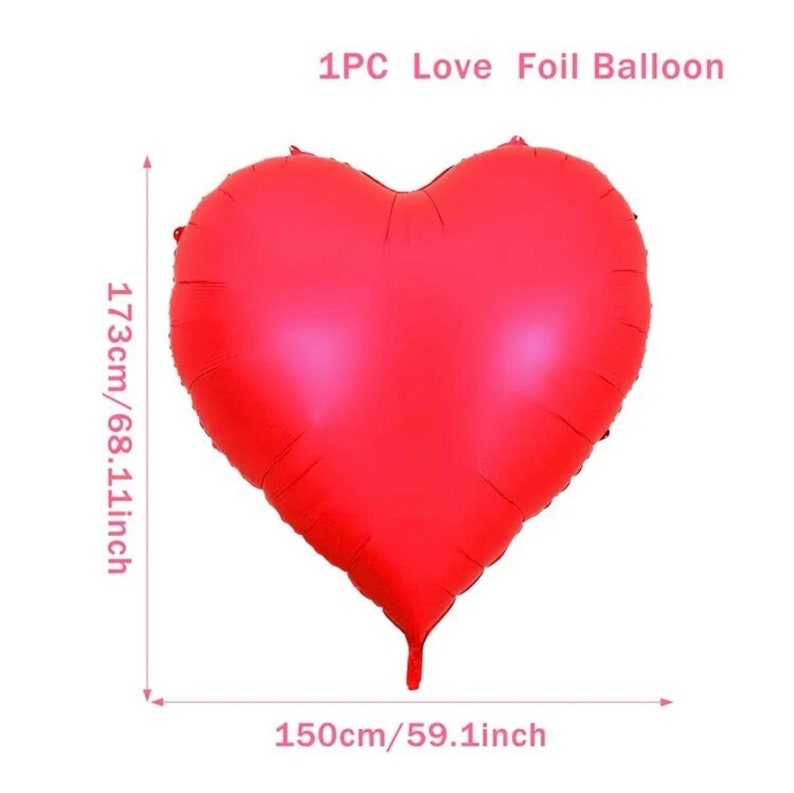 63 inch Red Heart Balloons,Giant Heart Shaped Love Balloons for Valentine's Day Wedding Engagement Anniversary Decorations