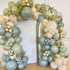 173Pcs Dusty Blue Green Balloon Garland Arch Kit, Haze Fog Blue Ash Mist Sage Green Sand White Gold Confetti Balloons for Baby Shower Weddin