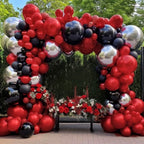 Black Red Silver Balloon Garland Red Black Balloons Different Sizes Dark Red Latex Red Metallic Silver Balloon Arch Kit ,74Pcs