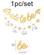 White Bride to Be Banner Sign Double Sided Glitter Paper 3D Wedding Dress Diamond Bride Garland for Bridal Shower Engagement Wedding Bachelo