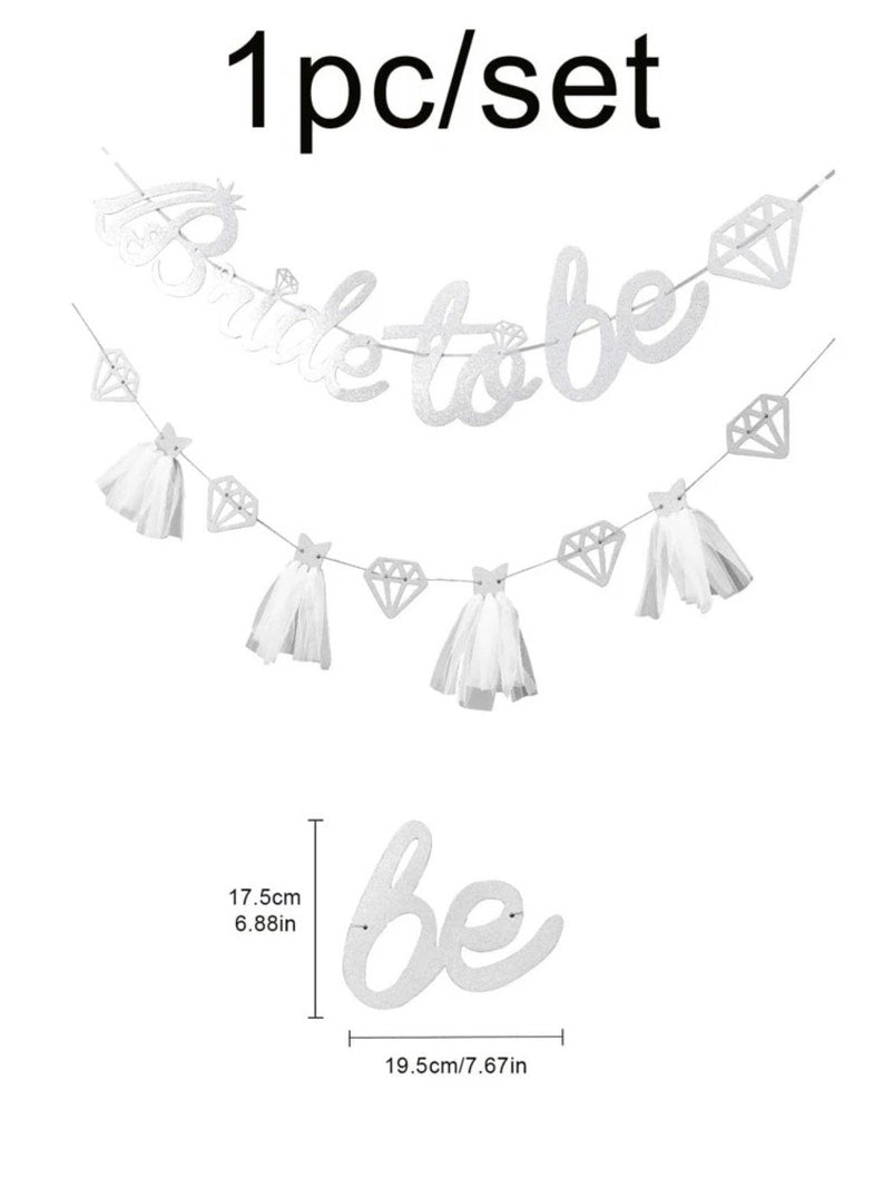 White Bride to Be Banner Sign Double Sided Glitter Paper 3D Wedding Dress Diamond Bride Garland for Bridal Shower Engagement Wedding Bachelo