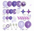 150pcs Purple Balloon Garland Kit with Butterfly Stickers Foil Balloon, White Macaron Metallic Purple Confetti Balloons Arch for Birthday