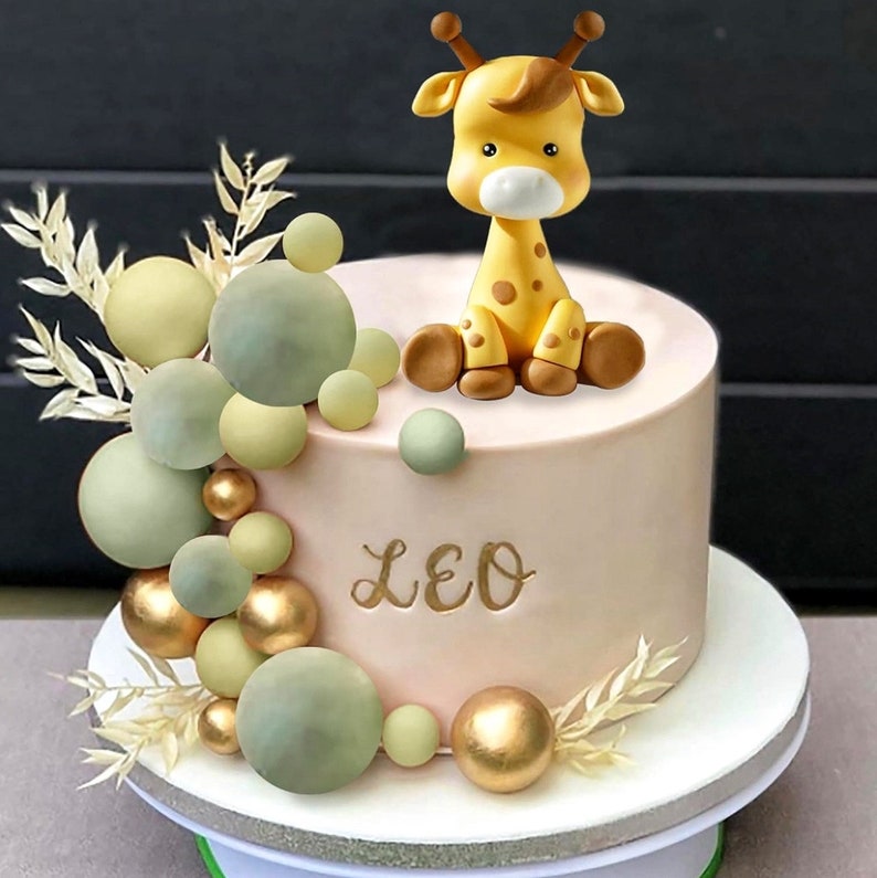 Safari Giraffe Cake Topper Set, Jungle Birthday Cake Decor, Baby Shower Cake Decoration, Wild One Party Decor, Animal Cake Topper