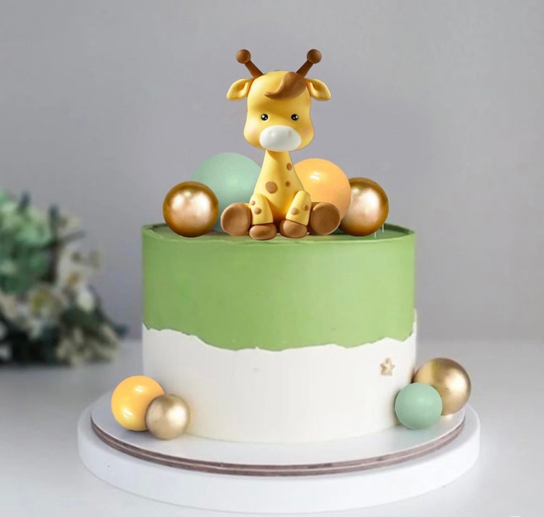 Safari Giraffe Cake Topper Set, Jungle Birthday Cake Decor, Baby Shower Cake Decoration, Wild One Party Decor, Animal Cake Topper