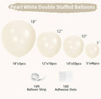 Pearl White Double Stuffed Balloons Different Size 115Pcs White Pearl Ivory Balloons Garland kit for Wedding Bridel Baby Shower Engagement
