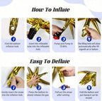 Blue and Gold Balloons Arch Garland Kit with Starburst Foil Balloons, 5 10 12 18 inch Navy Blue White and Gold Balloon ,136 Pcs