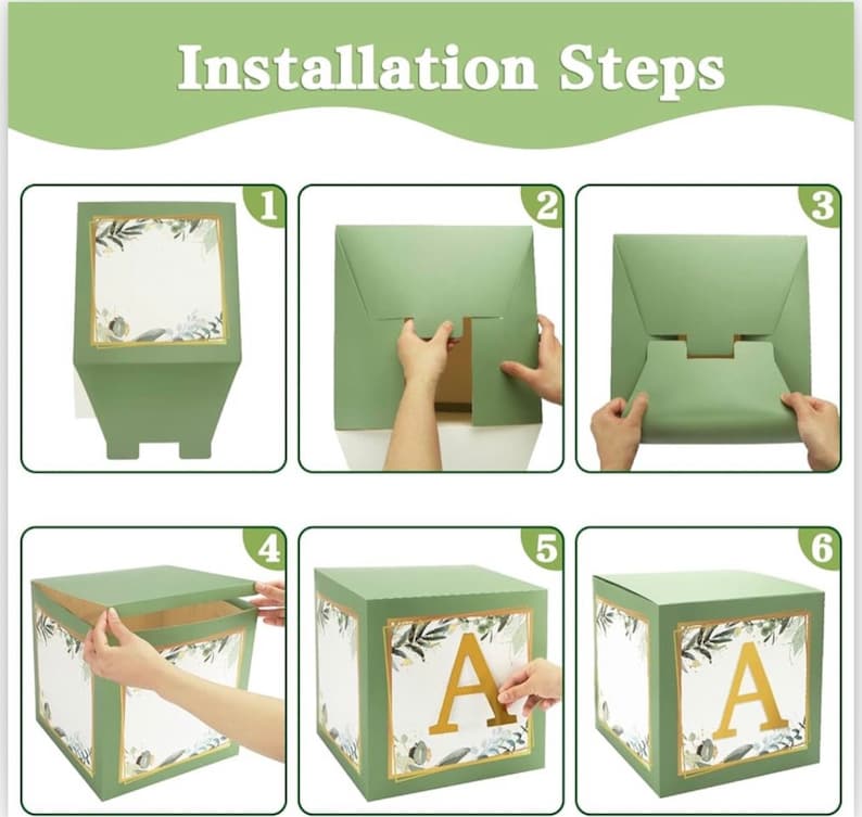 Sage Green 4pcs Baby Boxes with Letters for Baby Shower  Safari Baby Shower Decorations Boy Girl Balloon Boxes ,Gender Reveal, Baby Shower