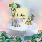 22 PCS Cute Baby Elephant Pearl Balls Cake Picks Decoration Elephant Baby Shower Cake Decoration Cupcake DIY Cake Insert Topper Baking