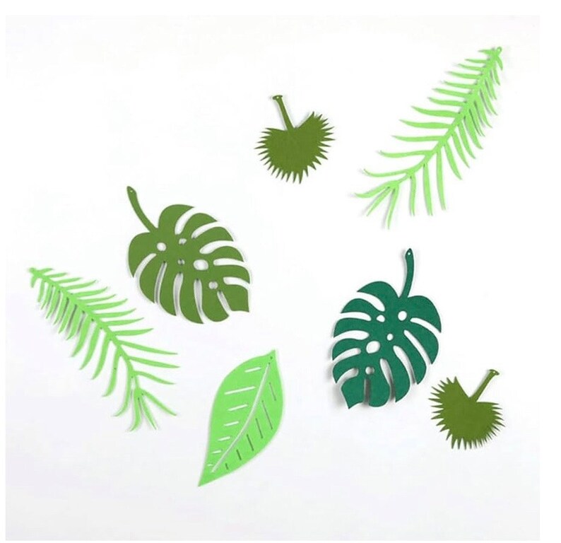 Jungle Leaf Garland Party Decor, Green Tropical Leaves Banner, Safari Birthday Baby Shower Decorations, Dinosaur Party Backdrop, Hawaii Luau