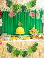 Jungle Leaf Garland Party Decor, Green Tropical Leaves Banner, Safari Birthday Baby Shower Decorations, Dinosaur Party Backdrop, Hawaii Luau