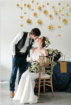 Gold Party Decorations Star Garlands Streamer Gold 3D Stars Metallic Paper Hanging Bunting Banner