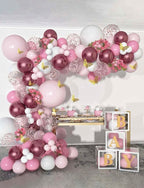 Pink Balloon Arch Kit 129pcs Dusty Pink and White Balloon Garland with  Confetti Balloons and Butterfly Stickers for Birthday,Baby Shower
