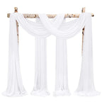 Wedding Arch Draping Fabric,4 Panels 28"x20ft White Wedding Arch Drapes for Ceremony Chiffon Fabric Drapes Arbor Drapery Wedding Arch