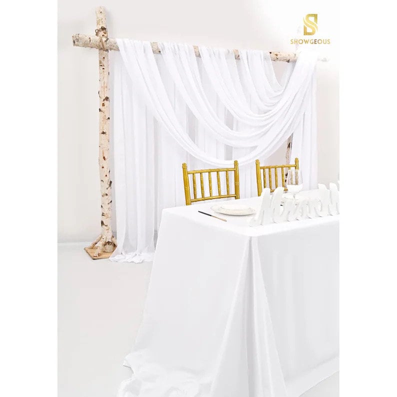 Wedding Arch Draping Fabric,4 Panels 28"x20ft White Wedding Arch Drapes for Ceremony Chiffon Fabric Drapes Arbor Drapery Wedding Arch