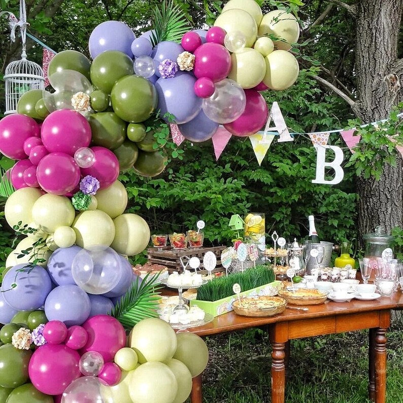 Pink Green Balloon Arch Kit, 114pcs Balloon Garland, Birthday Party Decorations, Boho Balloon Arch, Baby Shower Decor, Photo Backdrop